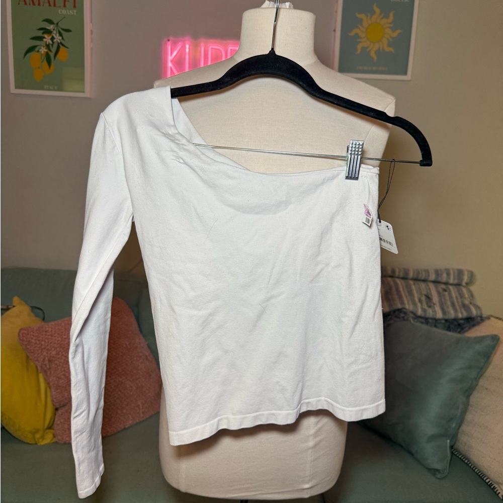 Free People White Long Sleeve Top